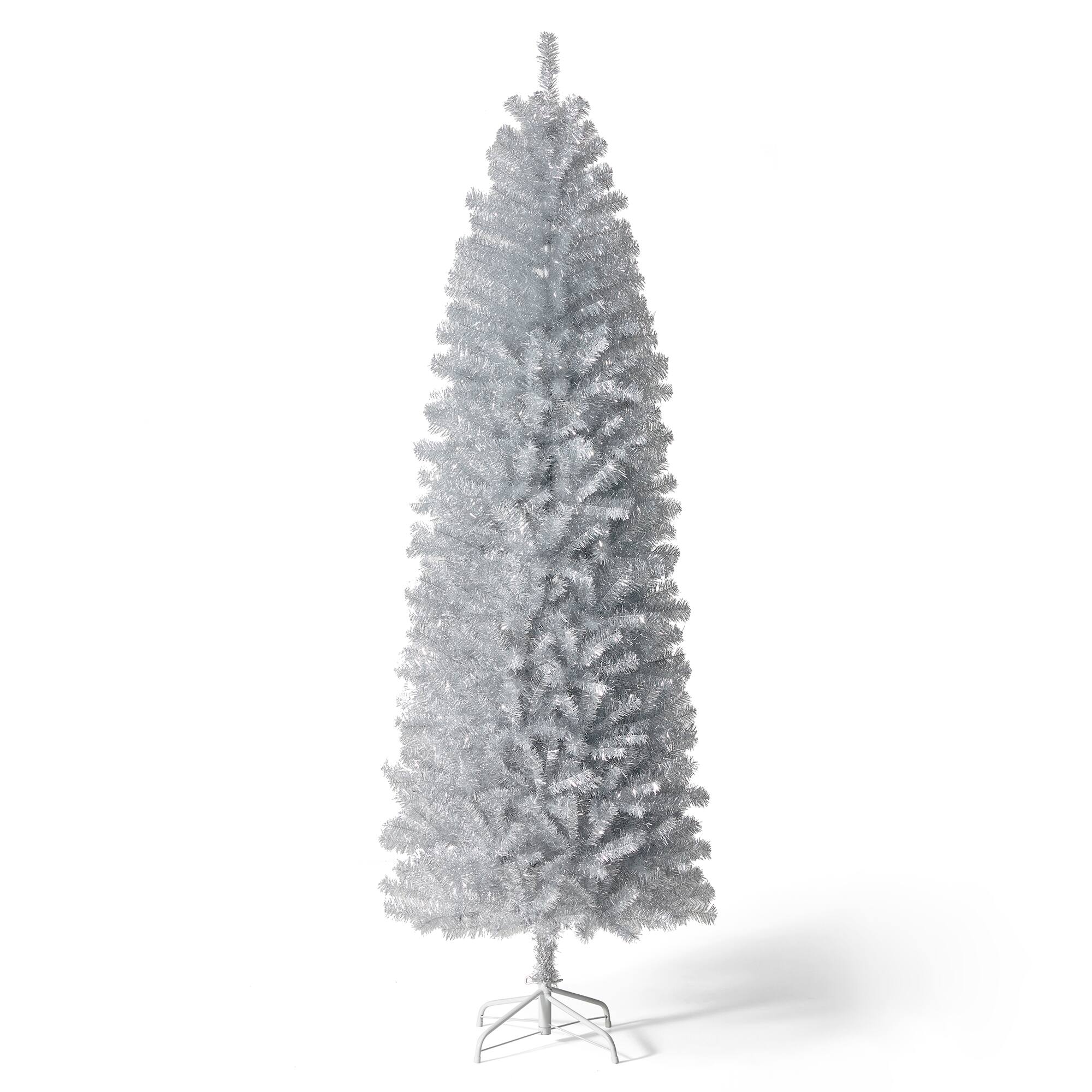 7.5ft. Unlit Silver Pencil Tinsel Artificial Christmas Tree